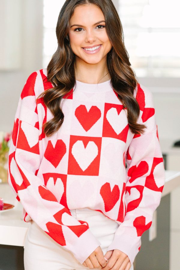 Let Your Love Shine Red Heart Sweater For Discount