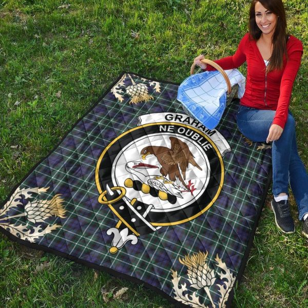 Graham of Montrose Modern Tartan Crest Premium Quilt - Gold Thistle Style Discount - Image 4