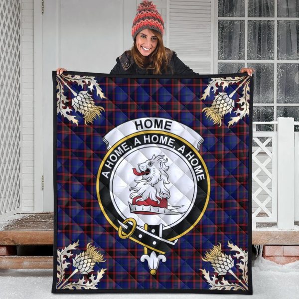 Home Modern Tartan Crest Premium Quilt - Gold Thistle Style Hot on Sale