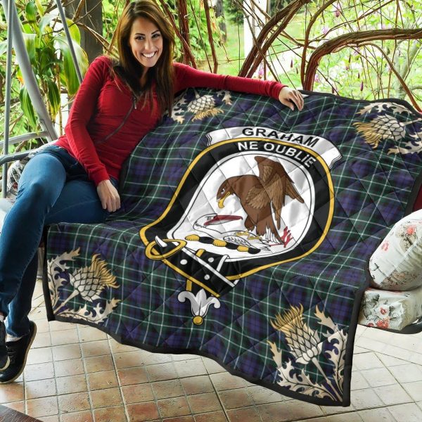 Graham of Montrose Modern Tartan Crest Premium Quilt - Gold Thistle Style Discount - Image 5