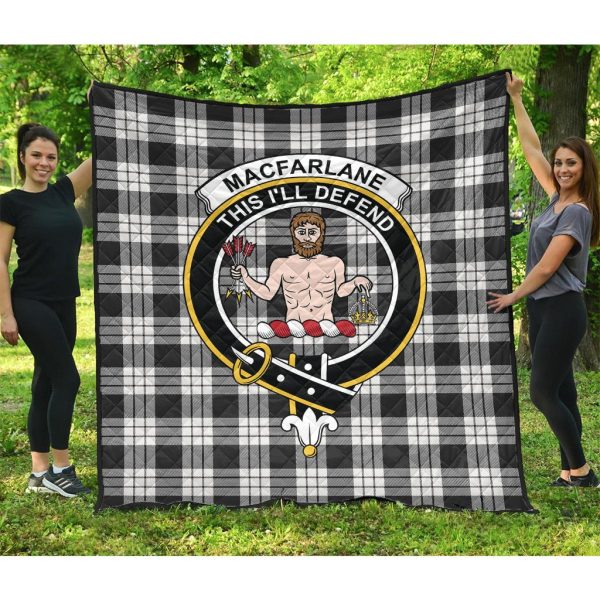MacFarlane Black White Ancient Tartan Crest Quilt Fashion - Image 3