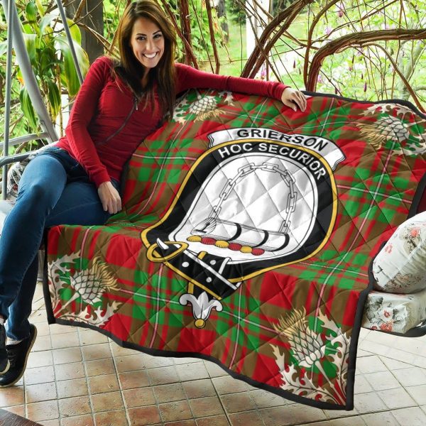 Grierson Tartan Crest Premium Quilt - Gold Thistle Style For Discount - Image 5