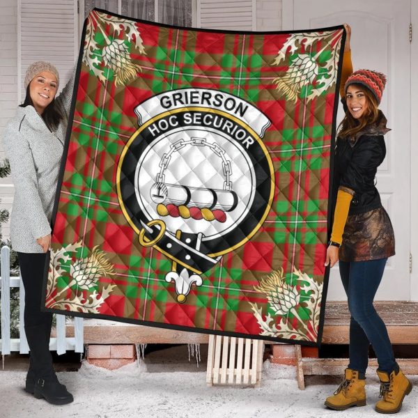 Grierson Tartan Crest Premium Quilt - Gold Thistle Style For Discount - Image 2